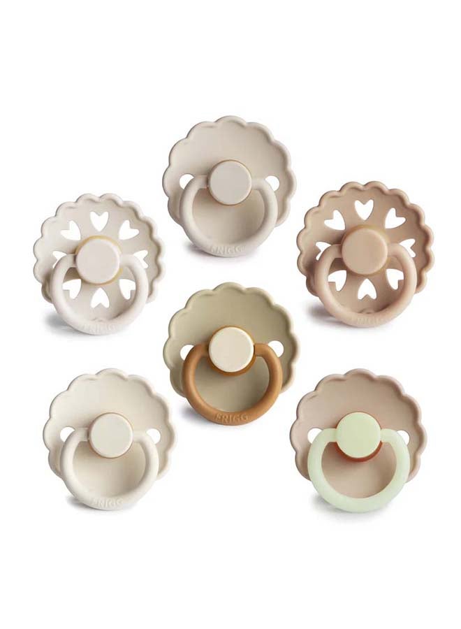 FRIGG Round Latex Baby Pacifier 0-6M 6-Pack Cinnamon Charm - Size 1 - Image 2