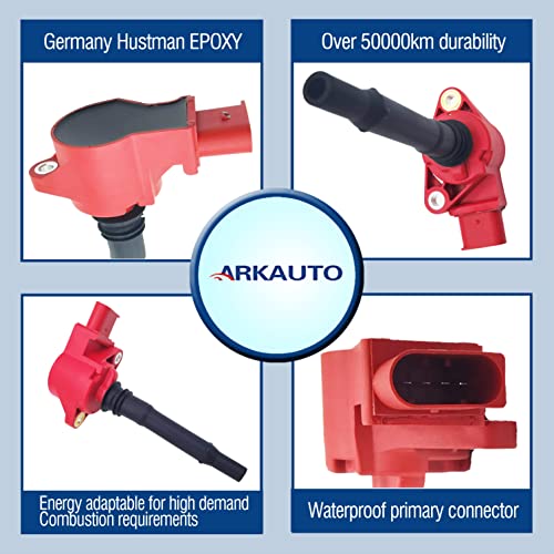 ARKAUTO 8PCS ARKAUTO HIGH ENERGY RED TOP IGNITION COIL A1569064400 A1569060500 UF609 FOR MERCEDES BENZ AMG C63 CL63 CLK63 CLS63 E63 ML63 S63 SL63 SLS 6.2 V8 M156 M159 W211 W212 W164 W221 - Image 2