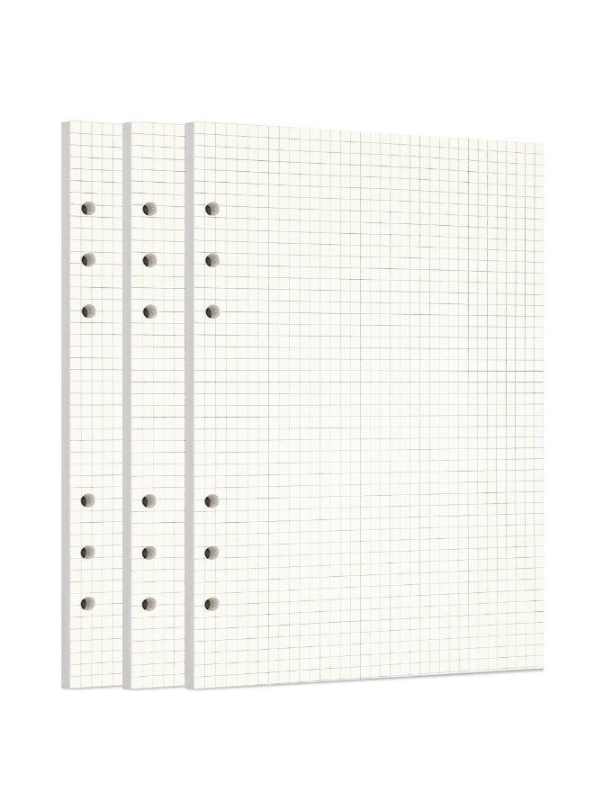 Zelten 3 Pack A5 135 Sheets/270 Pages Squared Loose Leaf Punched Paper Refills Paper for 6 Hole Binder Personal Organizer Diary Notebook Refillable Planner - Image 1