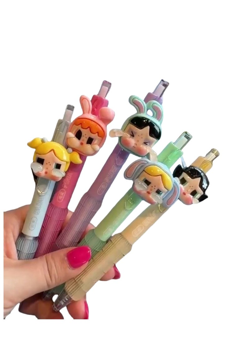 5 Unit Multicolor Ballpoint Pen 5-Color Retractable Ballpoint Pens for Office School Supplies Lovely Stationery Students Children Gift, Ball Point Pens, Novelty Lovely Cartoon for Writing Stationery School Office Supplies - Image 1