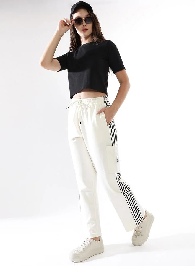 HIGH STAR Pure Cotton High Rise Wide Leg With Pockets Track pants