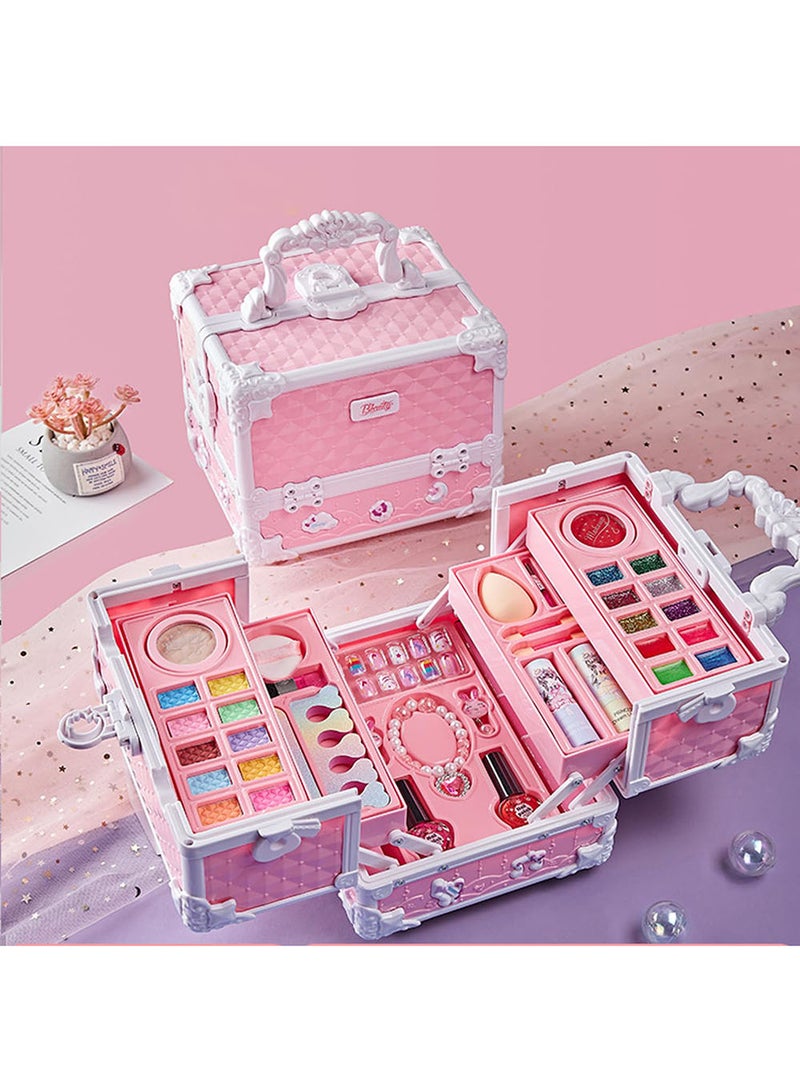 EzzySo Kids Makeup Kit with Mirror for Girl, Real Washable Make up Kit for Little Girl Princess Toddler Makeup for Kid Birthday Gifts Toys for Girls - Image 2