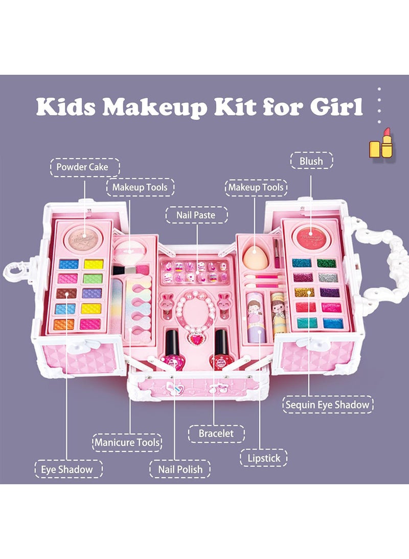 EzzySo Kids Makeup Kit with Mirror for Girl, Real Washable Make up Kit for Little Girl Princess Toddler Makeup for Kid Birthday Gifts Toys for Girls - Image 3