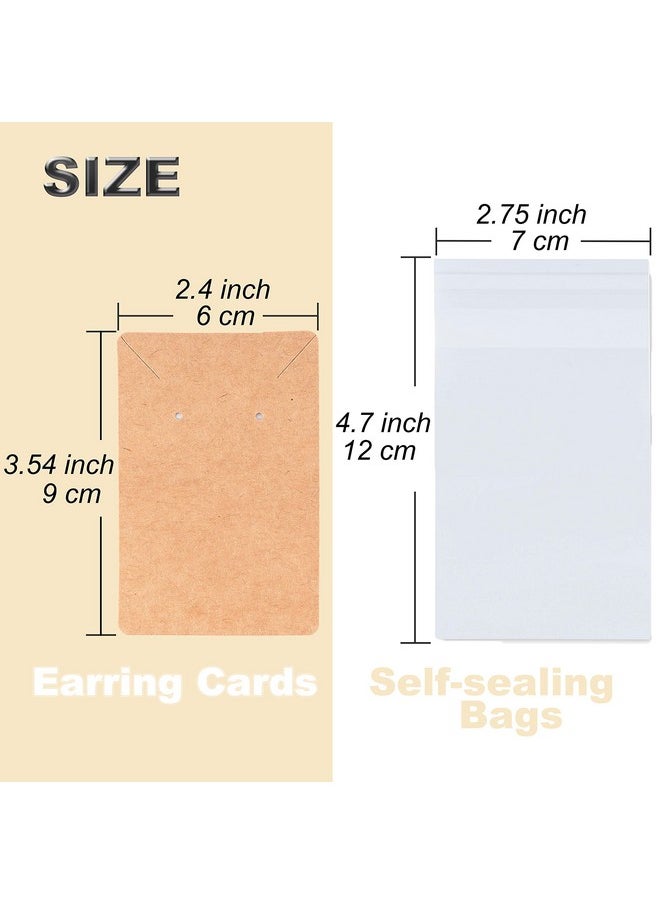 BOOMIBOO - Earring Display Cards With 100 Pcs Earring Holder Cards 200 Pcs Earring Backs And 100 Jewelry Packaging For Earrings Necklace Jewelry Bags 3.5X2.4 Inches (Brown) - Image 1