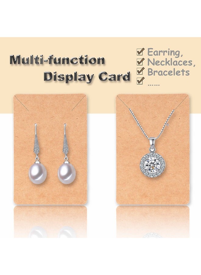 BOOMIBOO - Earring Display Cards With 100 Pcs Earring Holder Cards 200 Pcs Earring Backs And 100 Jewelry Packaging For Earrings Necklace Jewelry Bags 3.5X2.4 Inches (Brown) - Image 1