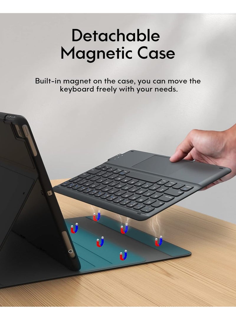 TIGER iPad Keyboard 9th Generation, Detachable Wireless Keyboard for iPad 8th/7th Gen 10.2 Inch, Smart Trackpad, Flip Stand Keyboard Case with Pencil Holder, Black | Compatible with iPad 9th/8th/7th Gen - Image 4