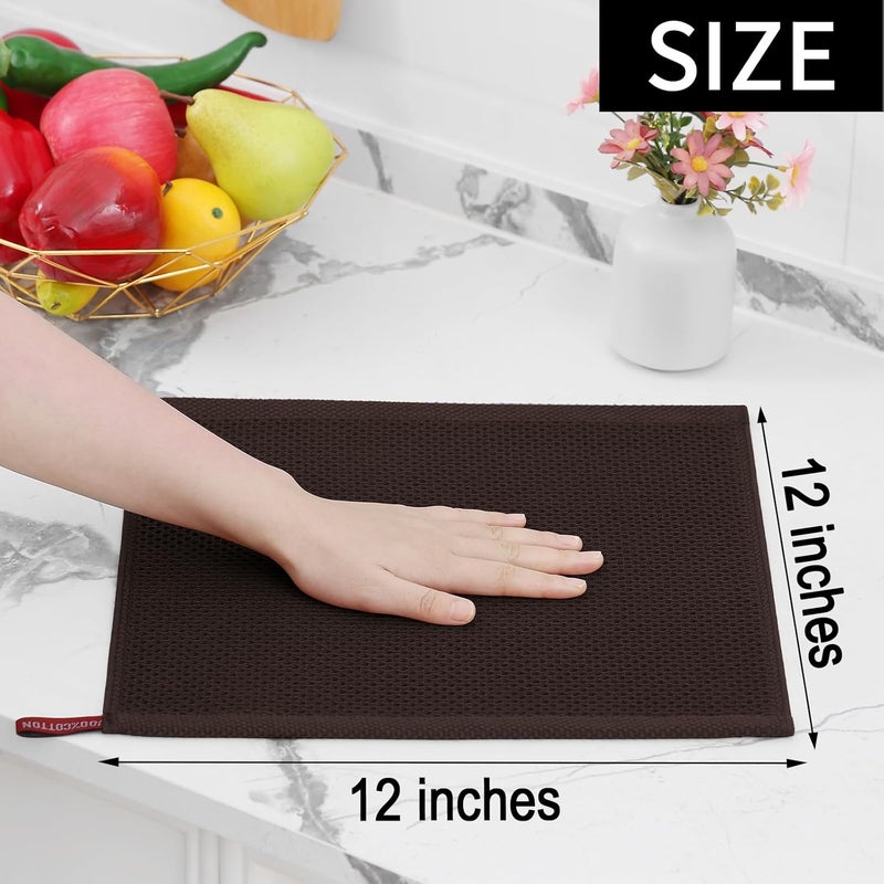 Homaxy 100% Cotton Waffle Weave Kitchen Dish Cloths, Ultra Soft Absorbent Quick Drying Dish Towels, 12 x 12 Inches, 8-Pack, Dark Brown - Image 5