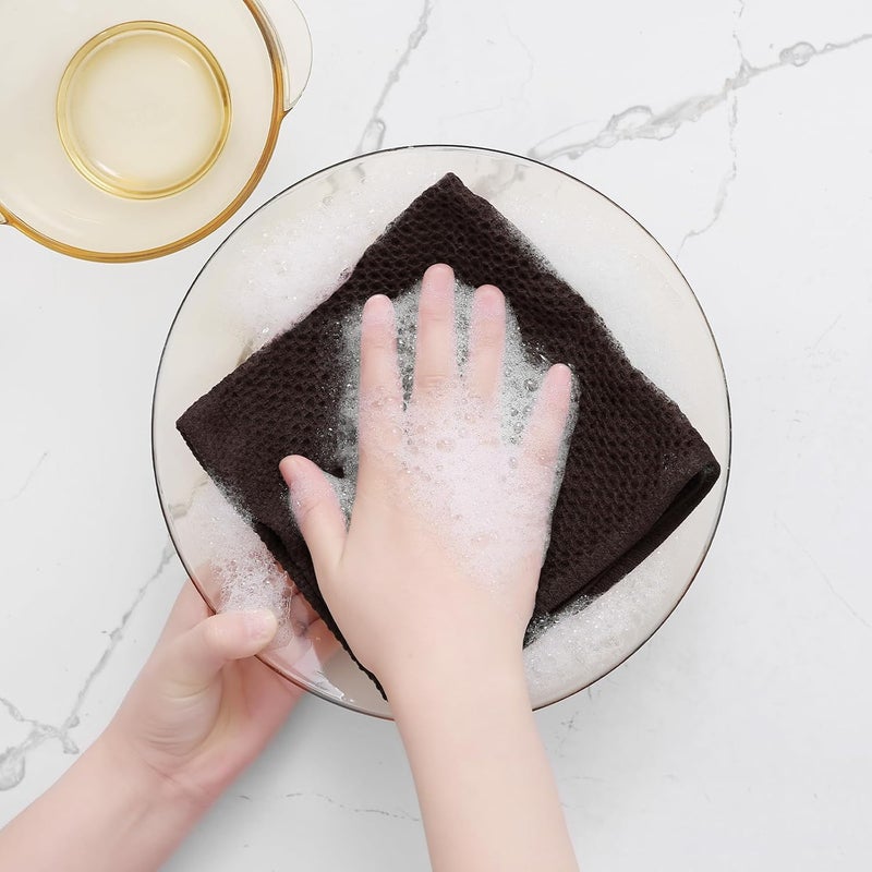Homaxy 100% Cotton Waffle Weave Kitchen Dish Cloths, Ultra Soft Absorbent Quick Drying Dish Towels, 12 x 12 Inches, 8-Pack, Dark Brown - Image 4