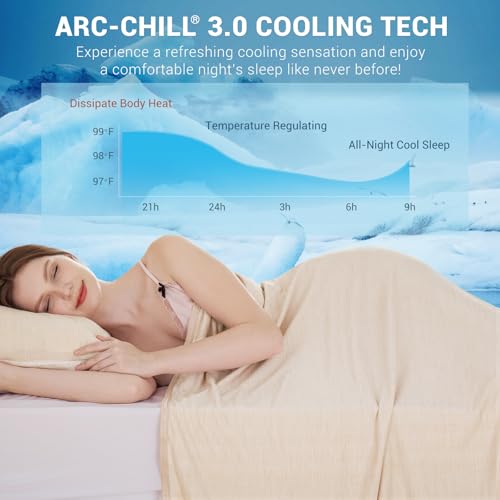 Elegear بطانية إلكير الثورية للتبريد تمتص الحرارة للحفاظ على برودة الجسم أثناء التعرق الليلي، أرك-تشيل 3.0 ألياف باردة Q-Max>0.5 للذين يشعرون بالحر، بطانيات خفيفة الوزن للصيف، بيج - Image 2