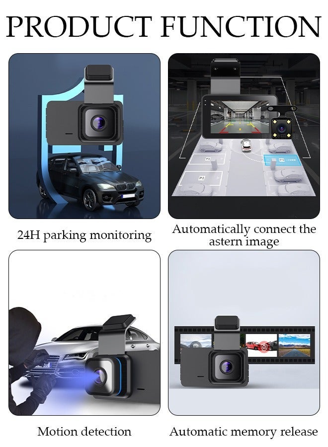 DUNISO Dash Cam Front Rear, Dash Cam 2K 1296P WiFi Car Camera with IPS Screen, Built-in Wi-Fi GPS, Night Vision, 170°Wide Angle, WDR, 24 Hours Parking Monitor, Loop Recording - Image 3