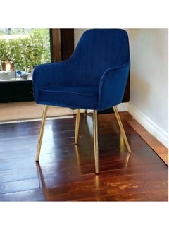 Wooden Twist Wooden Twist Velour Modern Cafe Dining Chair Metal Legs  - Image 1