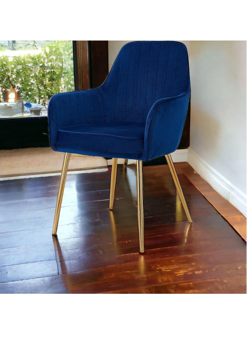 Wooden Twist Wooden Twist Velour Modern Cafe Dining Chair Metal Legs  - Image 1