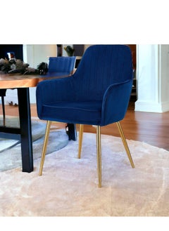 Wooden Twist Wooden Twist Velour Modern Cafe Dining Chair Metal Legs  - Image 2