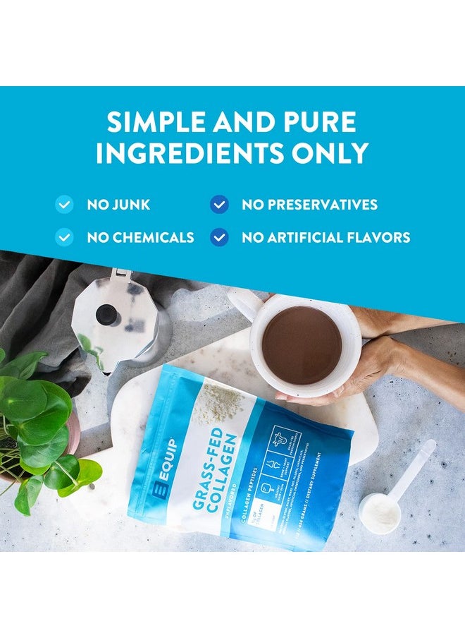 Equip - Foods Grass Fed Collagen Powder 100% Hydrolyzed Bovine Collagen Peptides With Amino Acids Prime Beef Collagen For Healthy Joints Skin & Nails 1 Pound Unflavored - Image 1