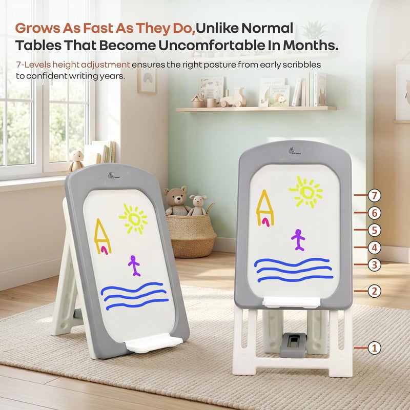 R for Rabbit Little Genius Doodle Duo Whiteboard and Chair Set - Adjustable Height Study Table for Kids - Image 3