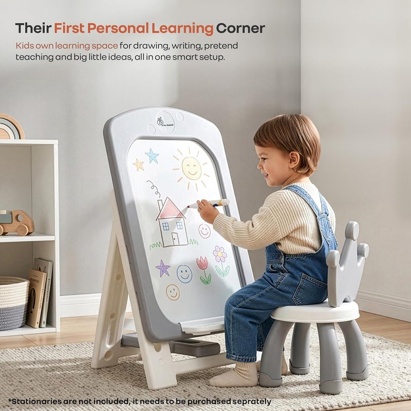 R for Rabbit Little Genius Doodle Duo Whiteboard and Chair Set - Adjustable Height Study Table for Kids - Image 2