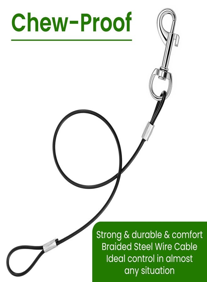 ValueBargain 2 Pack Chew Proof Dog Leash Extension, 20 Inch Metal Cable Tether with Swivel Snap Hook, Heavy Duty Anti-Tangle Bungee Leash for Small, Medium Dogs, Puppy Training (Black) - Image 3