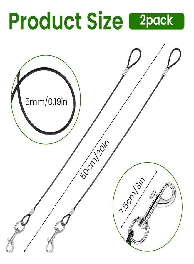 ValueBargain 2 Pack Chew Proof Dog Leash Extension, 20 Inch Metal Cable Tether with Swivel Snap Hook, Heavy Duty Anti-Tangle Bungee Leash for Small, Medium Dogs, Puppy Training (Black) - Image 2