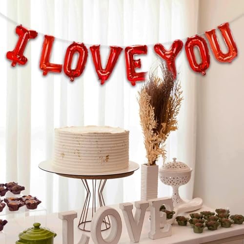 AMFIN® 16 Inch Alphabet Letter I Love You Red Foil Balloon for Part Decoration, Wedding, Engagement, Valentine - (Red) - Image 3