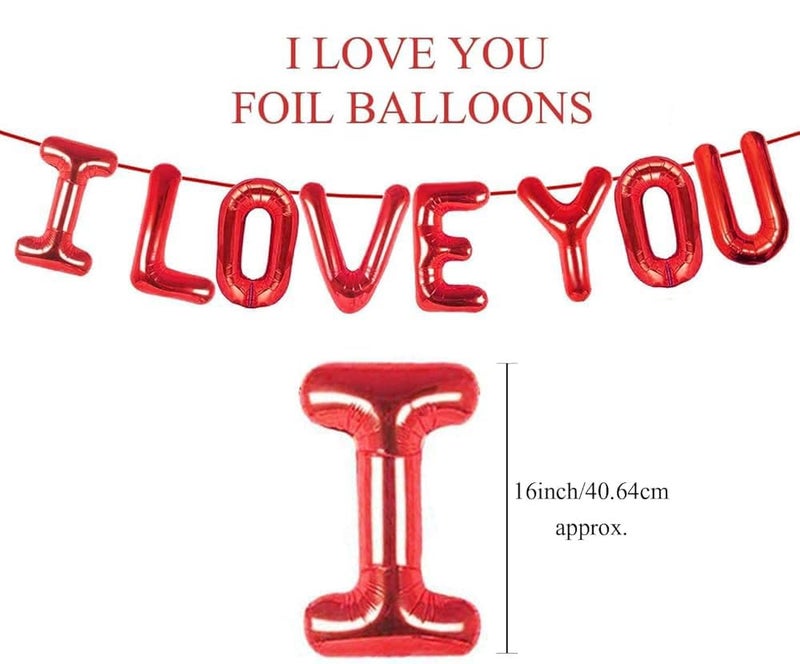 AMFIN® 16 Inch Alphabet Letter I Love You Red Foil Balloon for Part Decoration, Wedding, Engagement, Valentine - (Red) - Image 2