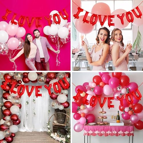 AMFIN® 16 Inch Alphabet Letter I Love You Red Foil Balloon for Part Decoration, Wedding, Engagement, Valentine - (Red) - Image 5