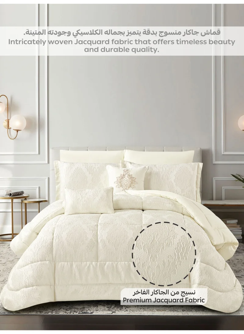 Donetella Luxury 5-Piece Comforter Set – twin size Size, Poly Jacquard Fabric, Soft 350 GSM Fill – Includes Comforter, Fitted Sheet, Pillowcases, Pillow Shams &amp; Decorative Filled Cushions