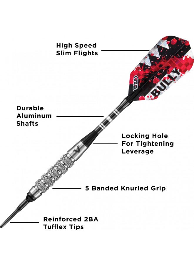 Viper Bully 80% Tungsten Soft Tip Darts with Storage/Travel Case, Coarse Knurling, 18 Grams