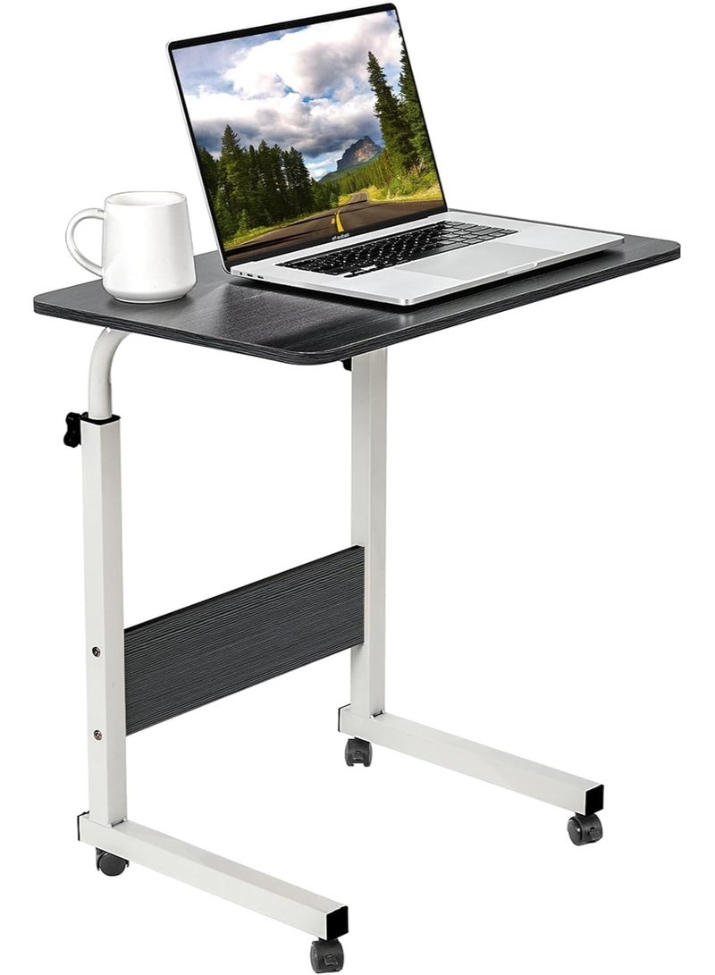 Green Tiger Bedside Laptop Table Height Adjustable Desks Laptop Support Standing Desk,with Wooden Tabletop and Roller Adjustable Bedside Sofa Cart Tray,Computer Dinner Coffee Table Cart(Black 60*40cm) - Image 1