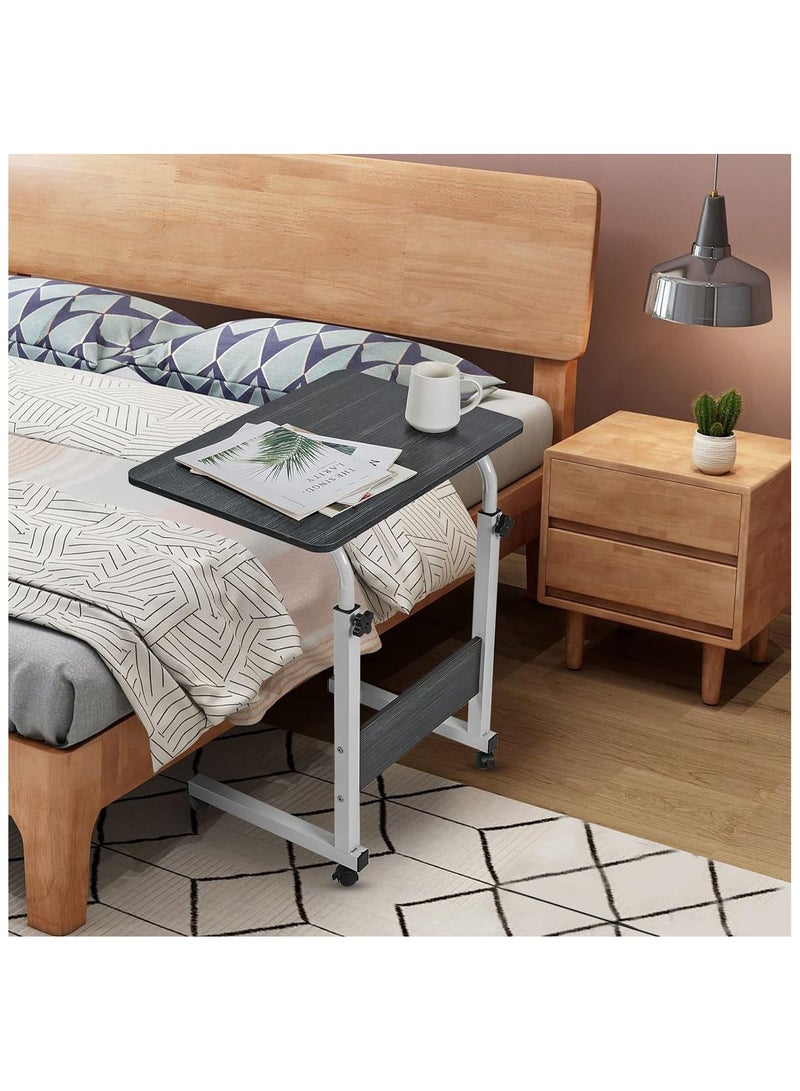 Green Tiger Bedside Laptop Table Height Adjustable Desks Laptop Support Standing Desk,with Wooden Tabletop and Roller Adjustable Bedside Sofa Cart Tray,Computer Dinner Coffee Table Cart(Black 60*40cm) - Image 4