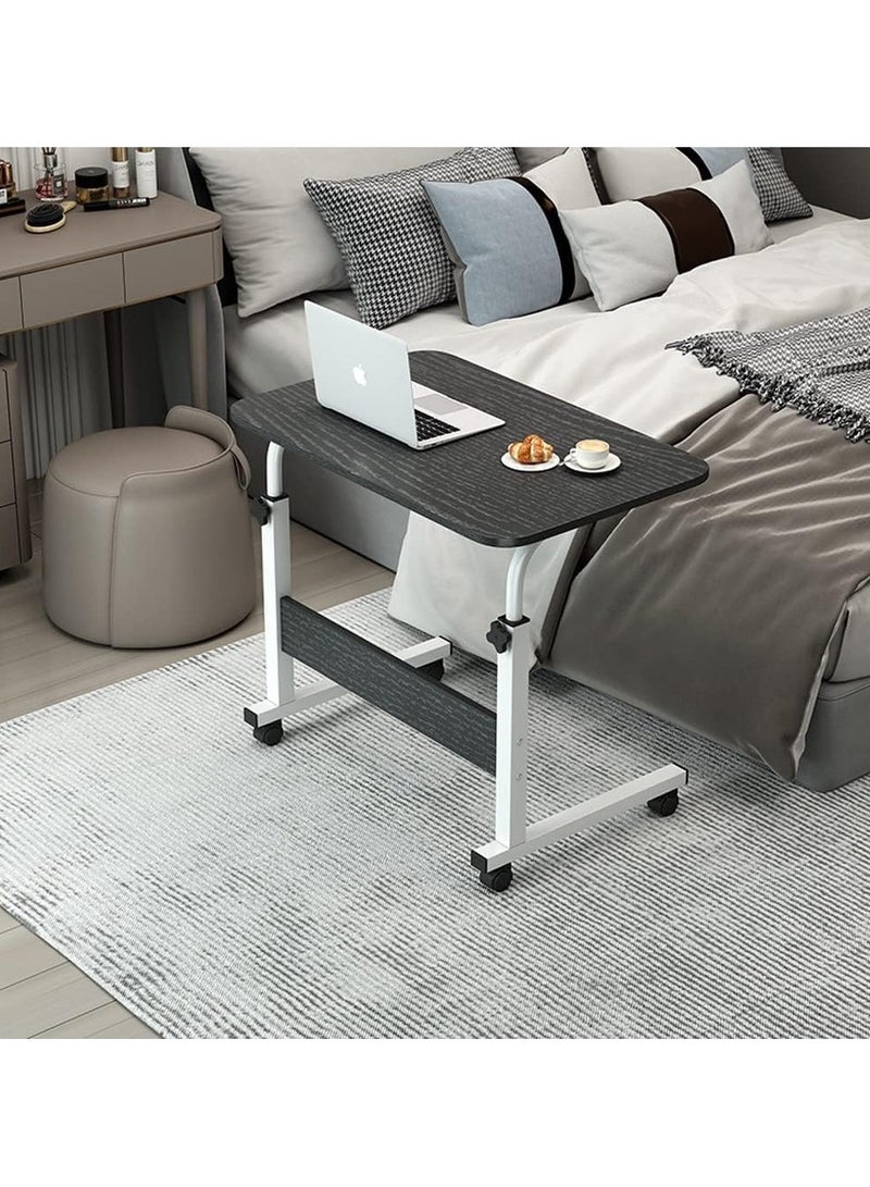 Green Tiger Bedside Laptop Table Height Adjustable Desks Laptop Support Standing Desk,with Wooden Tabletop and Roller Adjustable Bedside Sofa Cart Tray,Computer Dinner Coffee Table Cart(Black 60*40cm) - Image 5