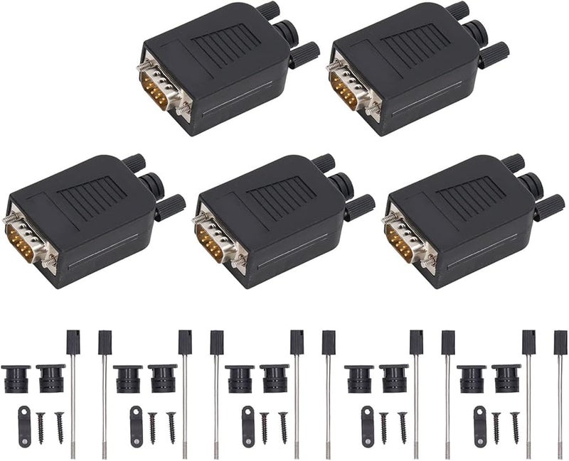 DB9 Male Adapter Set 5 Pack PP Material Serial Port Connector with Mounting Hardware - Image 2