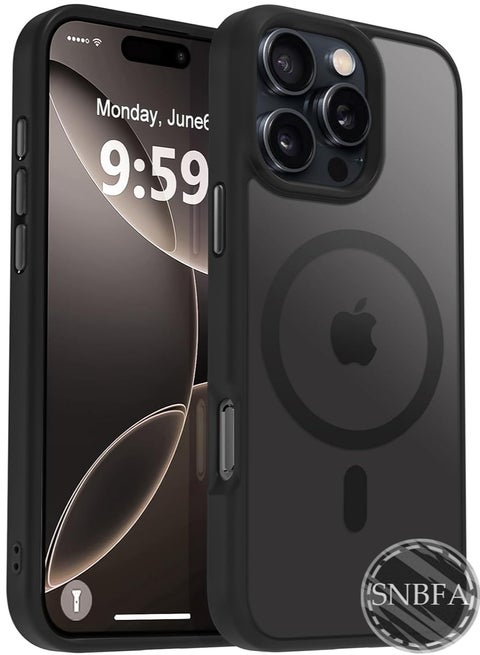 Case for iPhone 16 Pro Max, Compatible with MagSafe Shockproof Protection Cover, Translucent Matte Phone Case with Strong Magnet, Slim Case for iPhone16 Pro Max(2024)(Black)