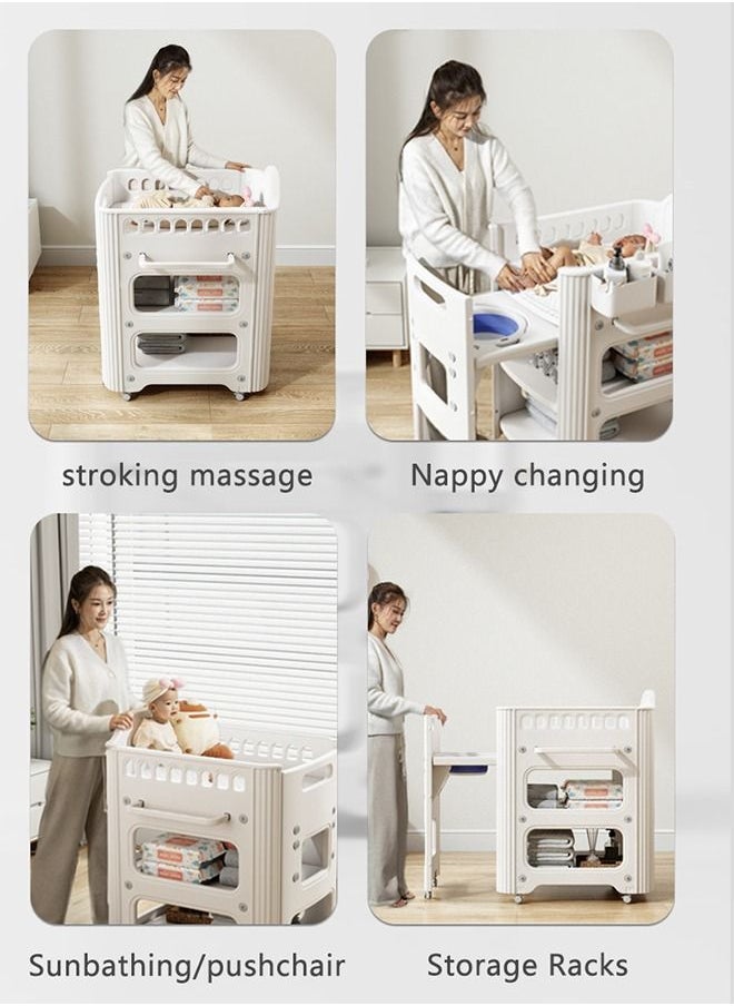 Arabest - Portable Baby Changing Table,Foldable Changing Table Dresser Changing Station for Infant,Nursing Bath 2 in 1,Mobile Nursery Organizer for Newborn Essentials - Image 1
