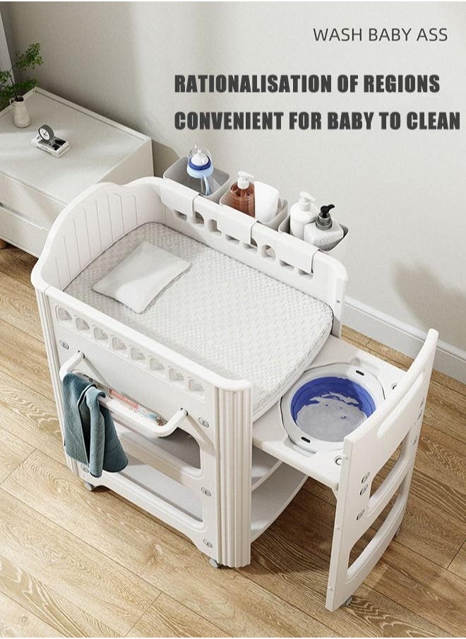 Arabest - Portable Baby Changing Table,Foldable Changing Table Dresser Changing Station for Infant,Nursing Bath 2 in 1,Mobile Nursery Organizer for Newborn Essentials - Image 1