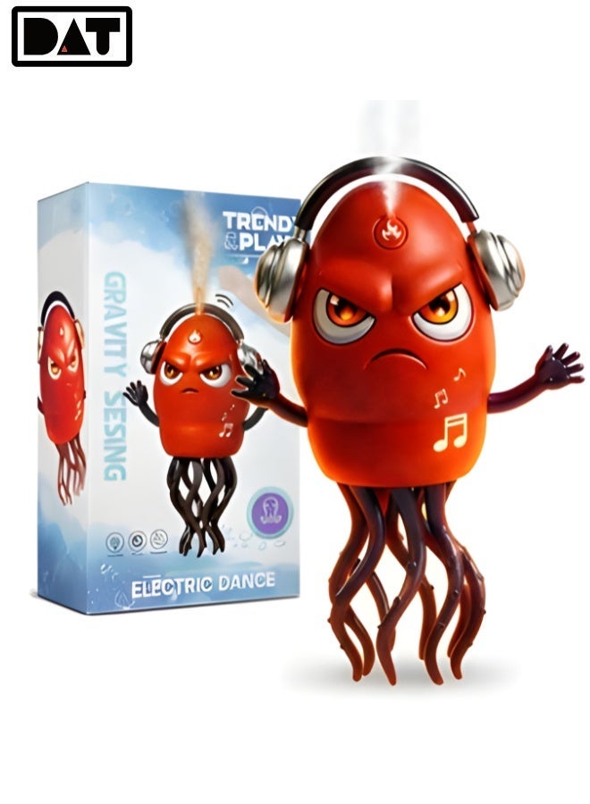 DAT Electric Dancing Squid Toy, Gravity Sensing + Obstacle Avoidance Sensor, Mist Spray Smoke Effect, LED Lights & Music, USB Rechargeable, YELLOW, Indoor Floor Play for Kids 3+ - Image 2