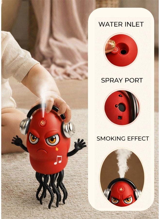 DAT Electric Dancing Squid Toy, Gravity Sensing + Obstacle Avoidance Sensor, Mist Spray Smoke Effect, LED Lights & Music, USB Rechargeable, YELLOW, Indoor Floor Play for Kids 3+ - Image 3