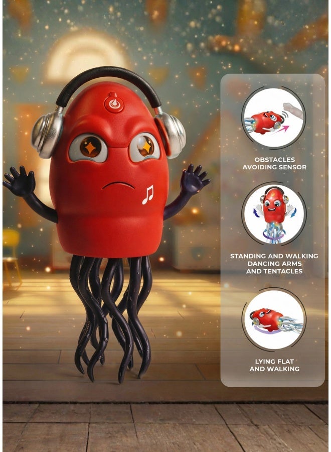 DAT Electric Dancing Squid Toy, Gravity Sensing + Obstacle Avoidance Sensor, Mist Spray Smoke Effect, LED Lights & Music, USB Rechargeable, YELLOW, Indoor Floor Play for Kids 3+ - Image 4