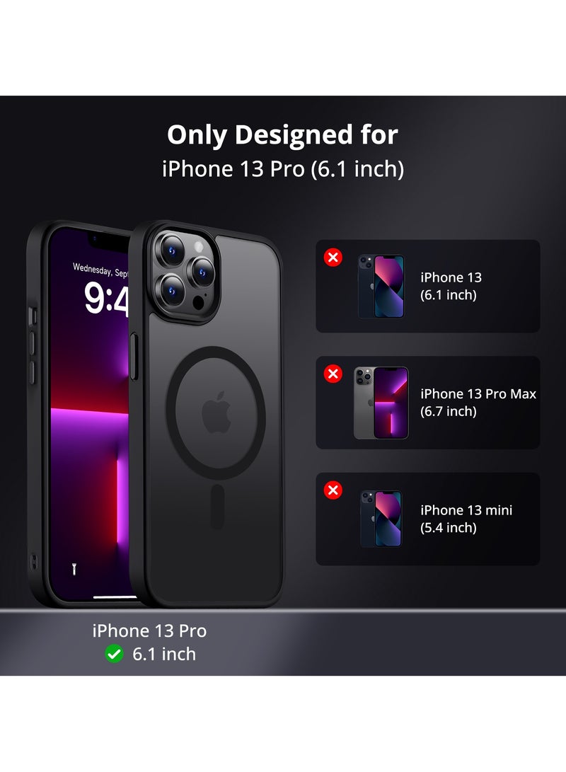أوتشوانغ انفوسن جراب حماية متوافق مع موبايل ايفون 13 برو ماج سيف بتصميم مغناطيسي مضاد للصدمات، خلفي صلب غير لامع مغناطيس لموبايل برو، اسود، سيليكون بولي كربونات - Image 4