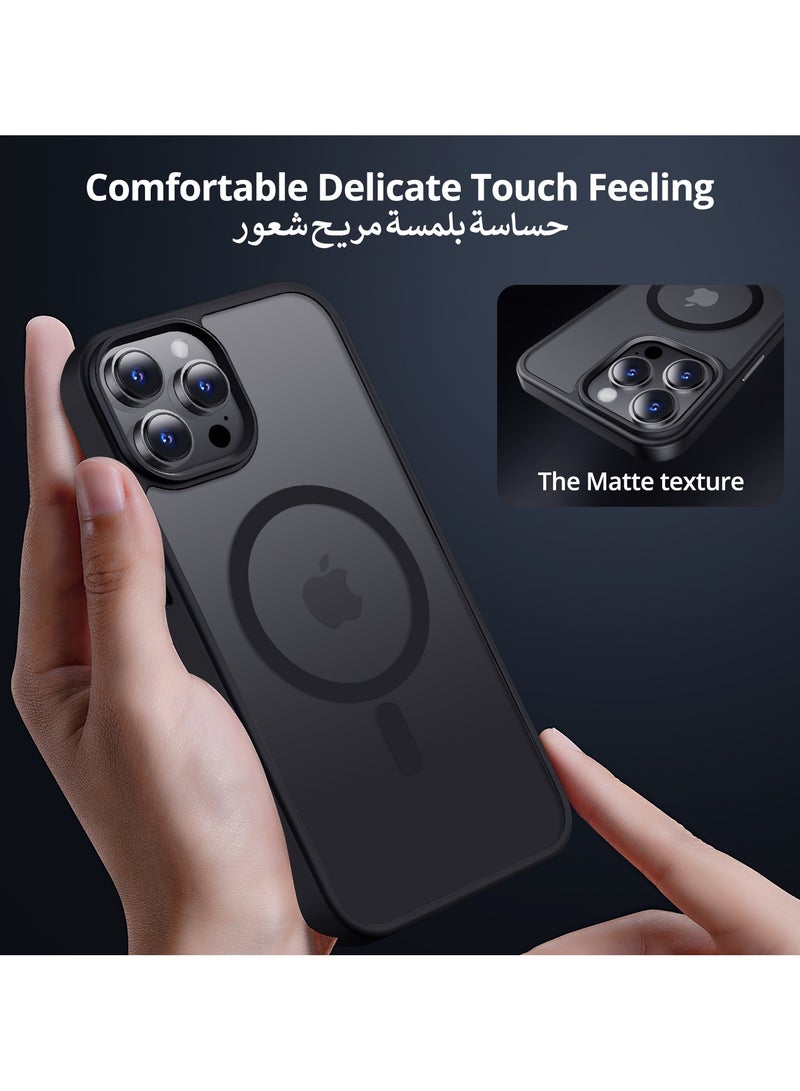 أوتشوانغ انفوسن جراب حماية متوافق مع موبايل ايفون 13 برو ماج سيف بتصميم مغناطيسي مضاد للصدمات، خلفي صلب غير لامع مغناطيس لموبايل برو، اسود، سيليكون بولي كربونات - Image 3