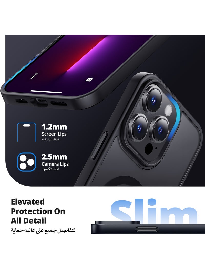 أوتشوانغ انفوسن جراب حماية متوافق مع موبايل ايفون 13 برو ماج سيف بتصميم مغناطيسي مضاد للصدمات، خلفي صلب غير لامع مغناطيس لموبايل برو، اسود، سيليكون بولي كربونات - Image 5