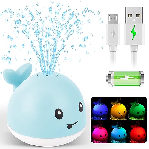 GIGILLI Baby Bath Toys for Kids Ages 13 Easter Basket Stuffers for Baby 1 2 3 Year Boy Girl Whale Bath Toy Sprinkler Light up Bath Toys for Babies 612 Months Toddlers Bathtub Toys Baby Birthday Gifts - Image 1