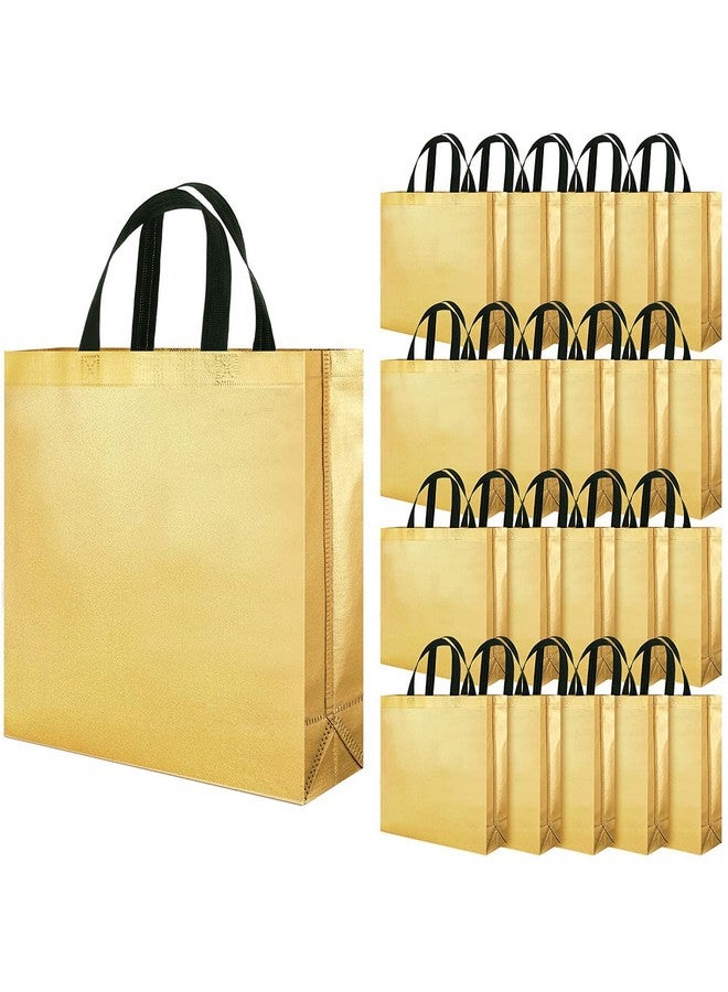 DRAPME Medium Size Pack of 20 Pcs Glossy Metallic Laminated Non-Woven Reusable Eco-Friendly Party Return Gift Bags (Golden) (Medium 12x13x4 Inch) - Image 1