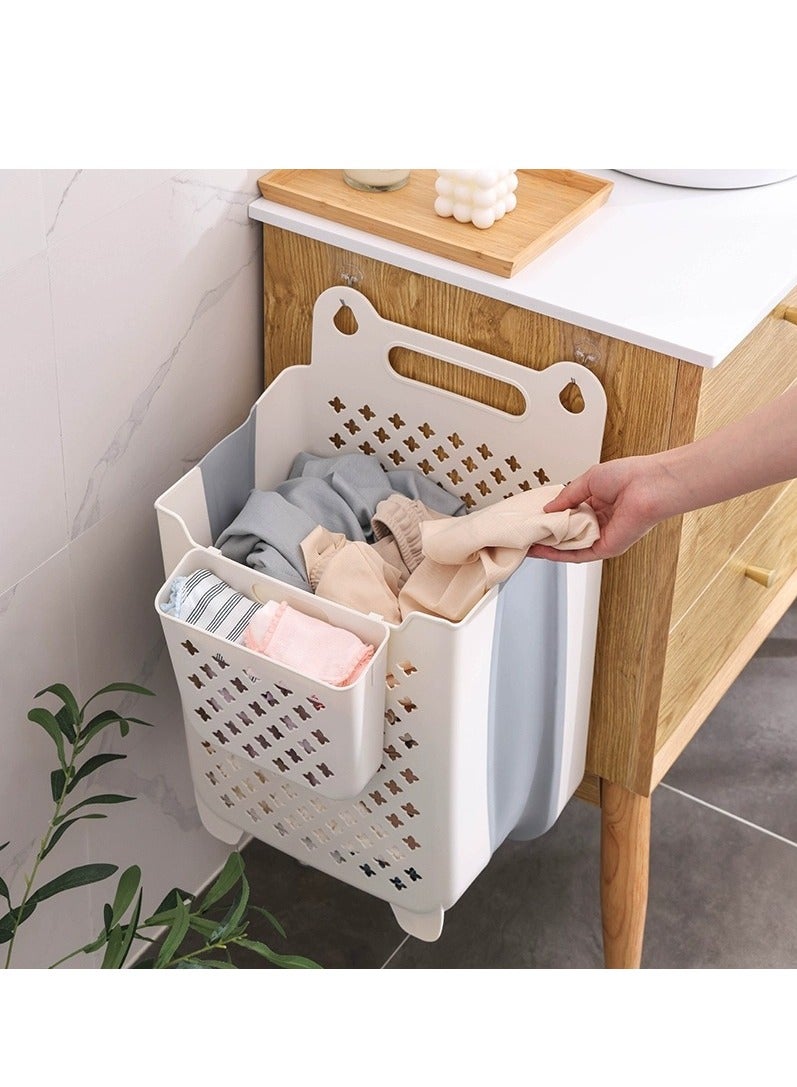 GUDOO Large Wall-Mounted Foldable Laundry Basket – Space-Saving Hanging Storage Organizer - Image 1