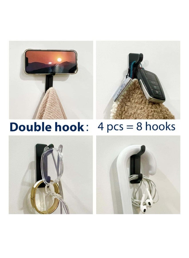 Anmi Set of 4 Heavy Duty Stainless Steel Adhesive Hooks - Waterproof Self-Adhesive Wall Hooks for Hanging Coats, Towels, Robes, and Bags - Drill-Free Organizer for Bathroom, Kitchen & Entryway - Matte Black - Image 3