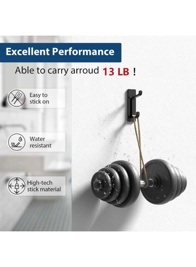 Anmi Set of 4 Heavy Duty Stainless Steel Adhesive Hooks - Waterproof Self-Adhesive Wall Hooks for Hanging Coats, Towels, Robes, and Bags - Drill-Free Organizer for Bathroom, Kitchen & Entryway - Matte Black - Image 2