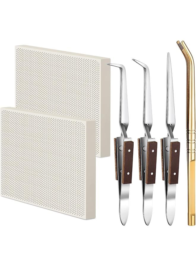 erorex 6 Pcs Jewelry Soldering Kit Include 2 Honeycomb Soldering Block 1 Copper Tongs 3 Soldering Tweezers Ceramic Soldering Boards Solder Plate Jewelers Making Melting Casting Tools Supplies - Image 1