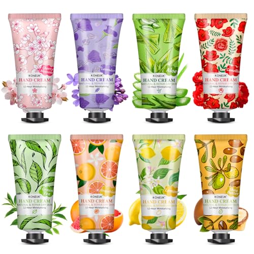 KONEUK 8 Pack Hand Cream Set Bridesmaid Gifts Wedding Favors Bulk Hand Lotion Travel Size for Dry Cracked Hands Moisturizing Hand Cream for Teacher Gifts and Thank You Gifts - Image 1