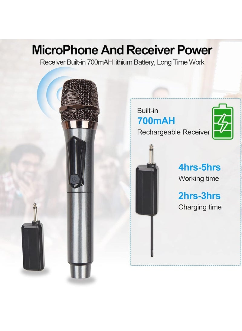JAJEEK Wireless Microphone, UHF Dual Cordless Metal Dynamic Mic System with Rechargeable Receiver – 200 ft Range, Auto Connect for Karaoke, Church, Speech, Wedding, Party, Singing & More - Image 3