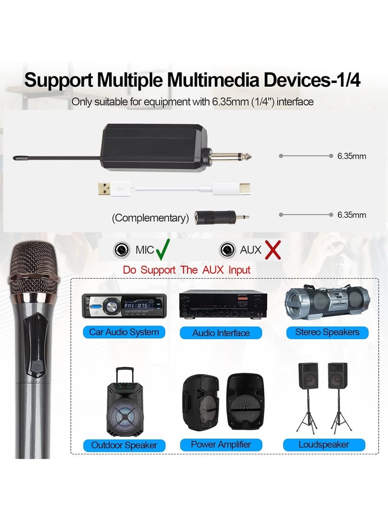 JAJEEK Wireless Microphone, UHF Dual Cordless Metal Dynamic Mic System with Rechargeable Receiver – 200 ft Range, Auto Connect for Karaoke, Church, Speech, Wedding, Party, Singing & More - Image 4