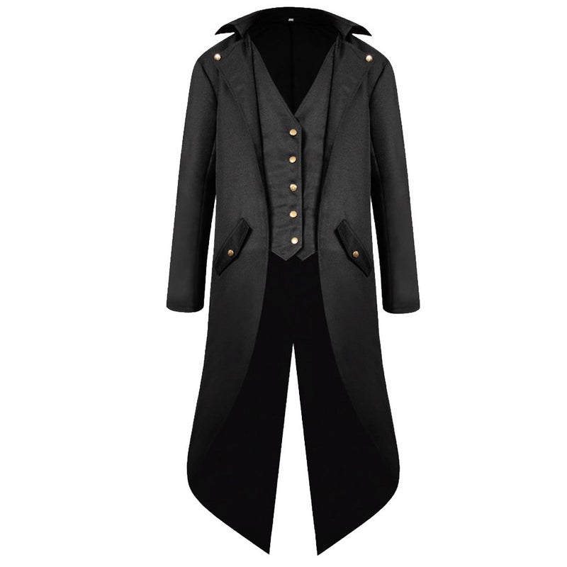 H&ZY Men's Steampunk Vintage Tailcoat Jacket Gothic Victorian Frock Coat Uniform Halloween Costume - Image 1